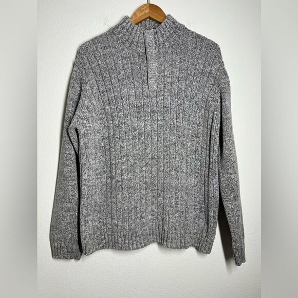 Marks & Spencer Vintage Knit Cotton Sweater 4 buttons Gray Mock Neck Size L - Picture 1 of 10